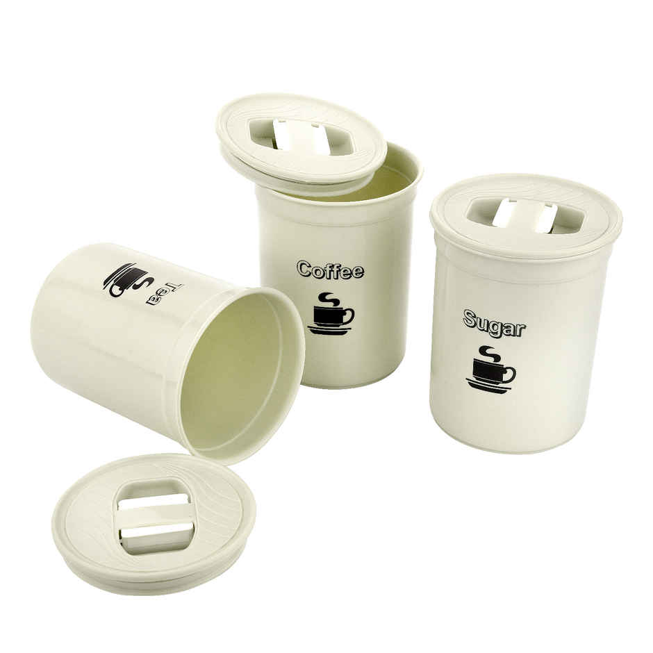 Asian Plastoware Accurate Seal Tea-Coffee-Sugar Container 850 ml (3 Pc))- Assorted 3 N