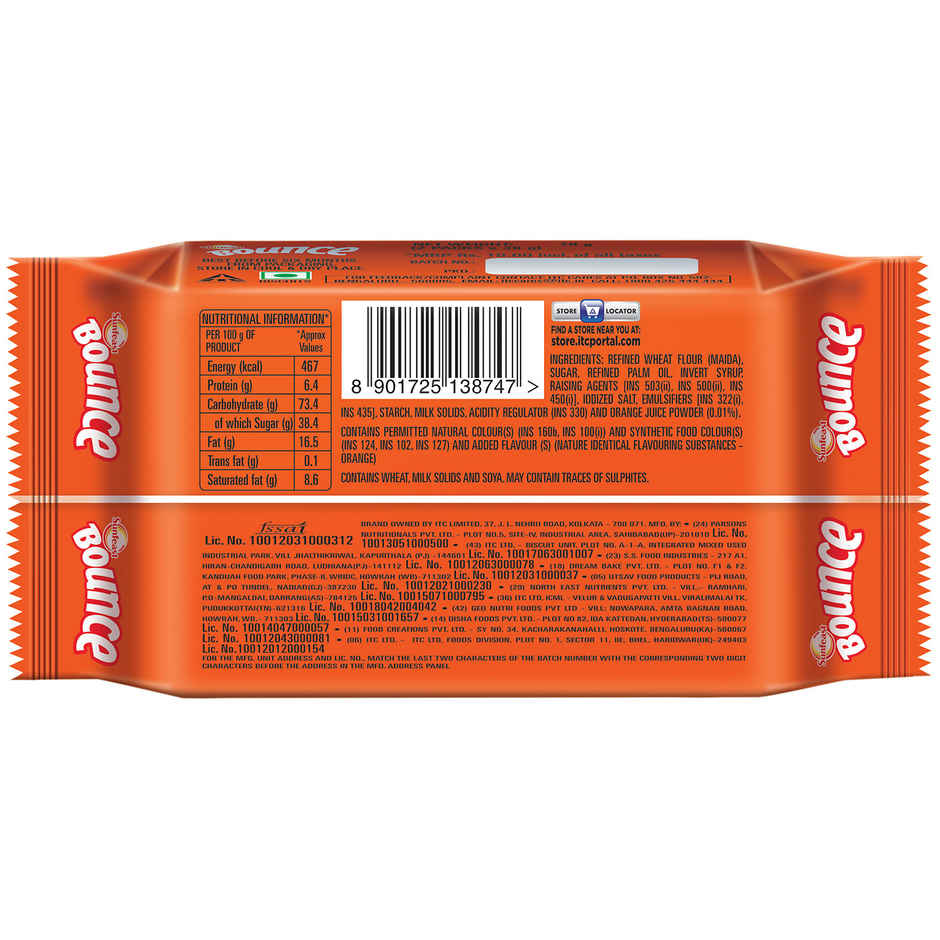Sunfeast Bounce Orange Creme Biscuit