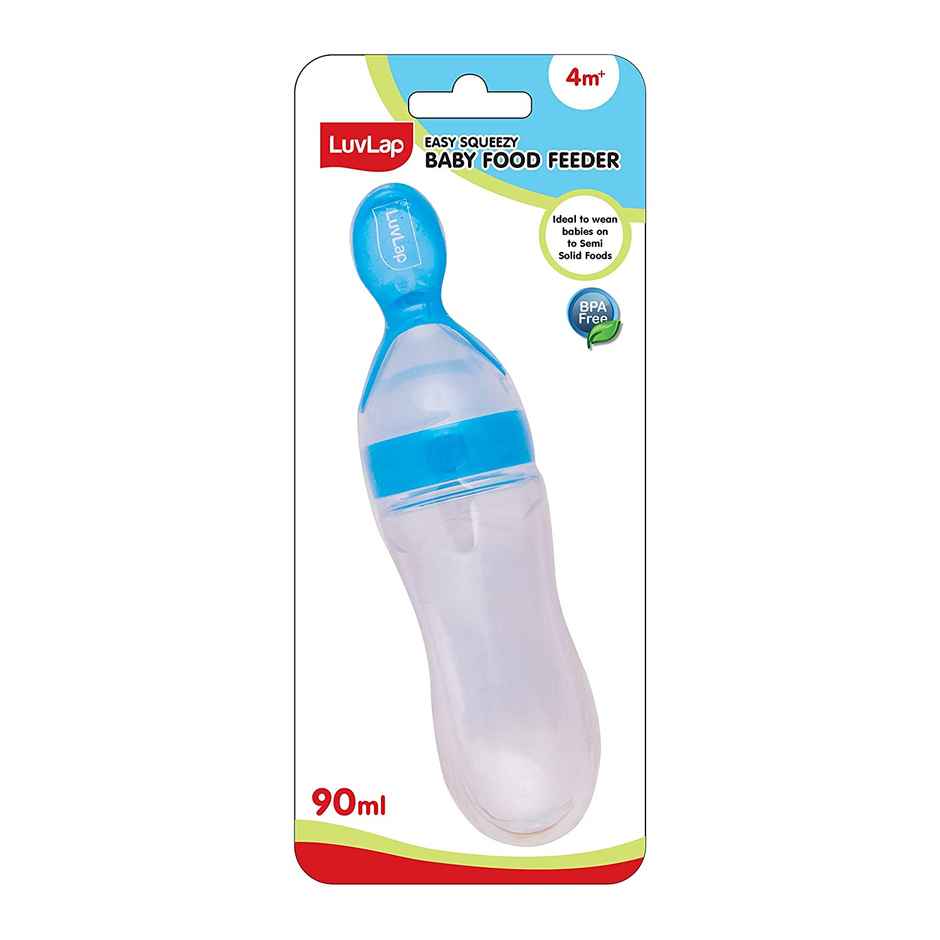 LuvLap Silicone Easy Squeezy Baby Food Feeder, 4M+, 90ml, (Blue)