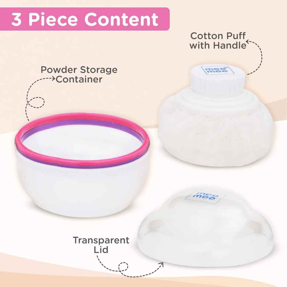 Mee Mee BPA Free Powder Puff with Storage Container for Babies (Premium Pink)