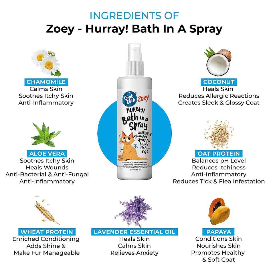 Captain Zack Zoey Hurray Bath In A Spray Waterless Shampoo Spray For Shiny Happy Faces