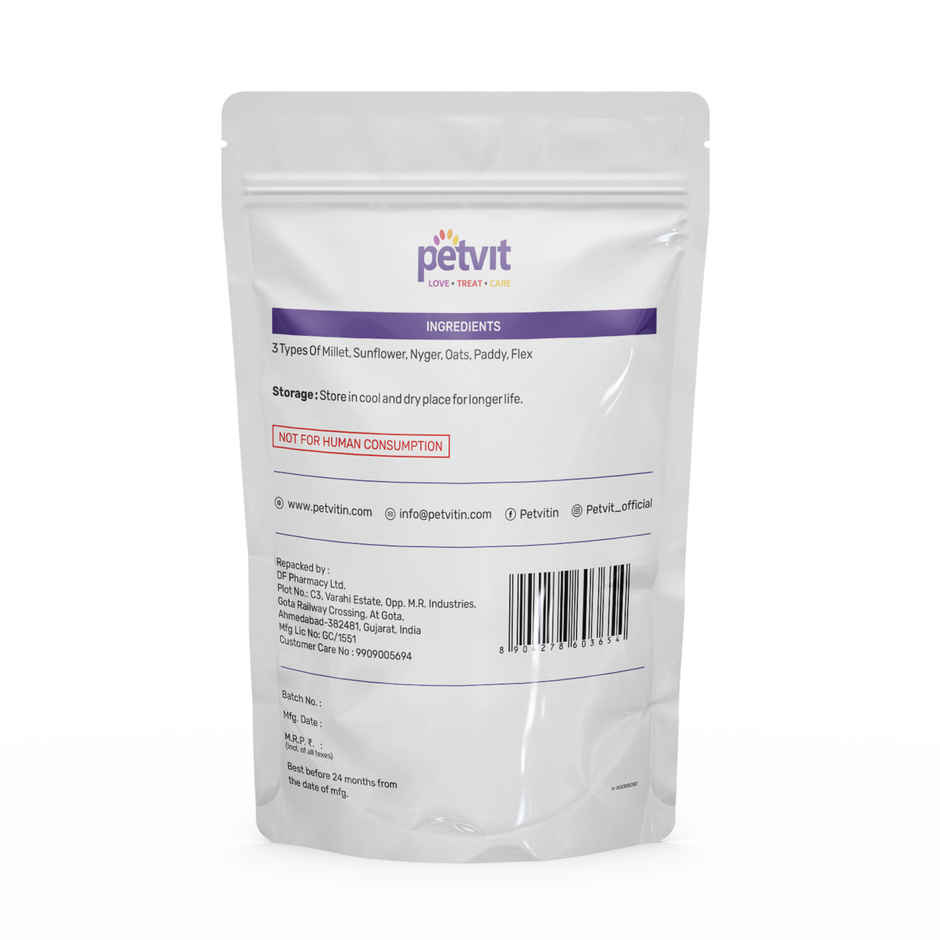 Petvit Bird Food For Budgies Mix Seed With Yellow Millet