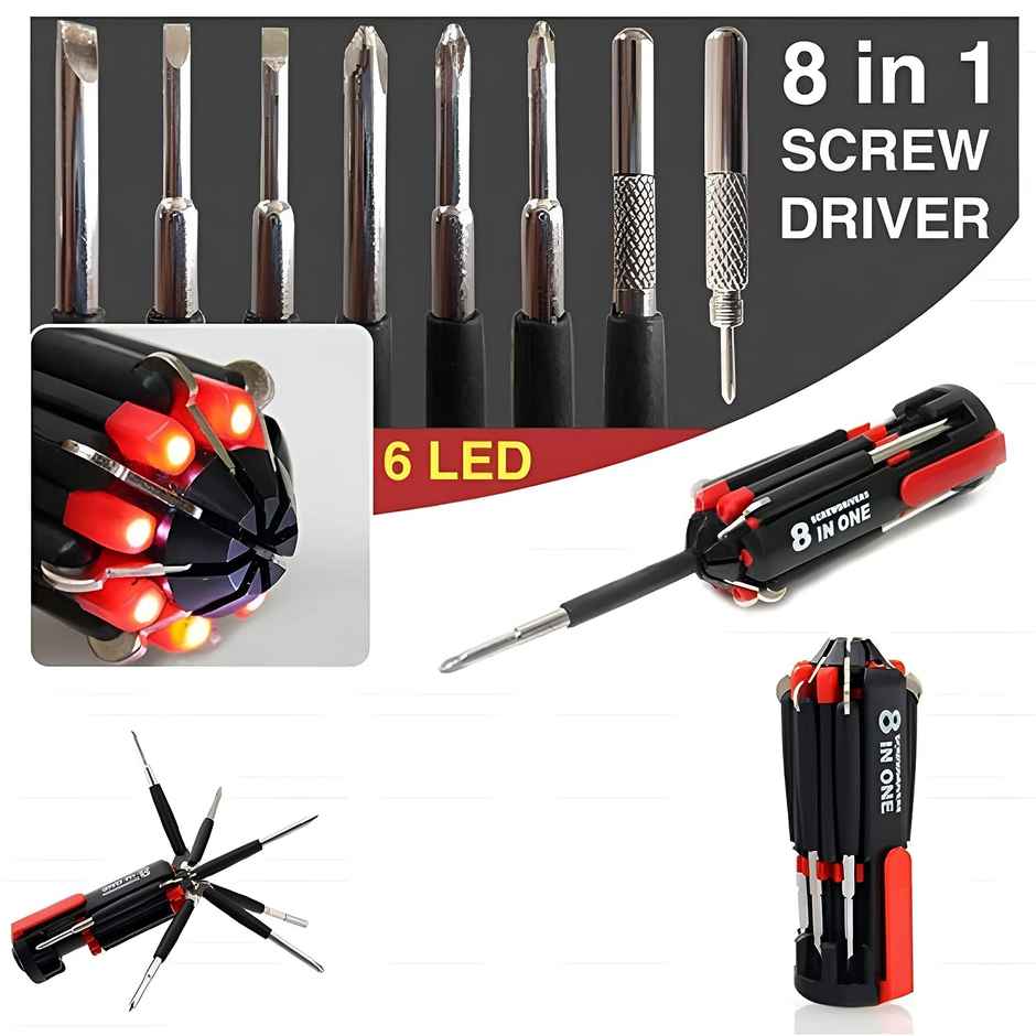 Se7en 8 in 1 Multifunctional Screwdriver Tool Kit Set With Led Light Torch
