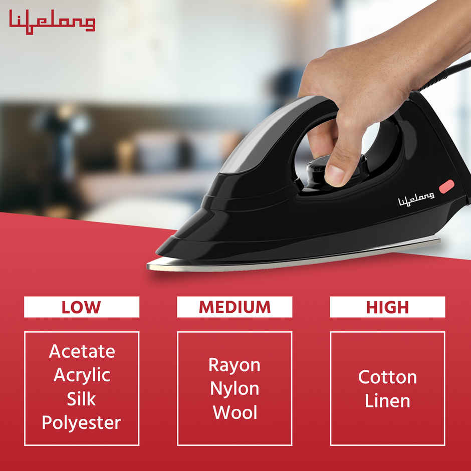 Lifelong Lldi18 1000 Watt Dry Iron - Black