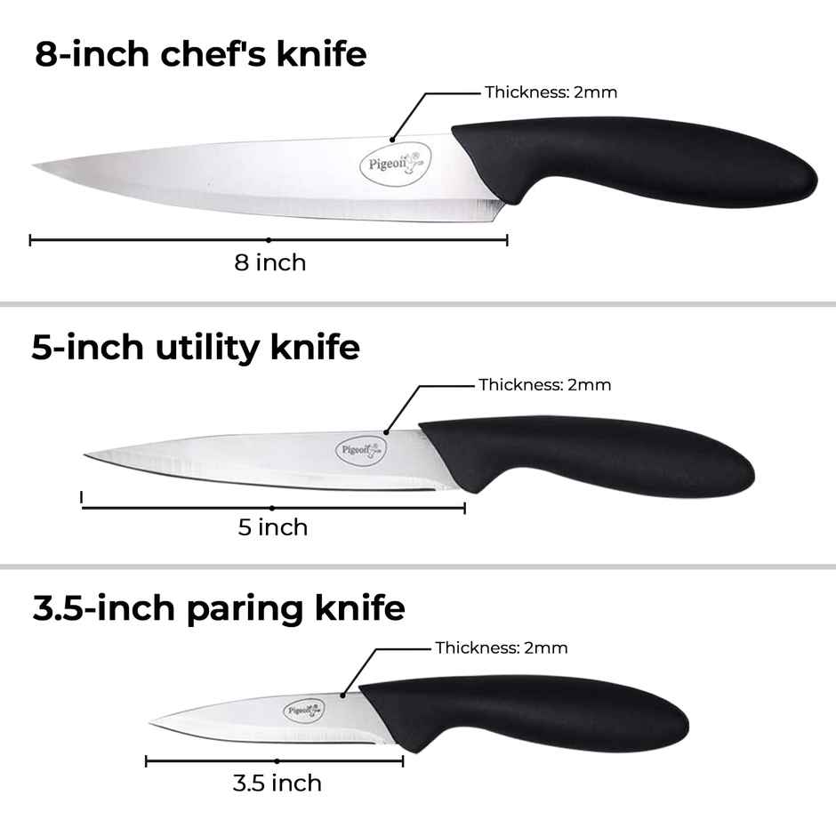 Pigeon Stainless Steel Kitchen Knives - 3 pcs