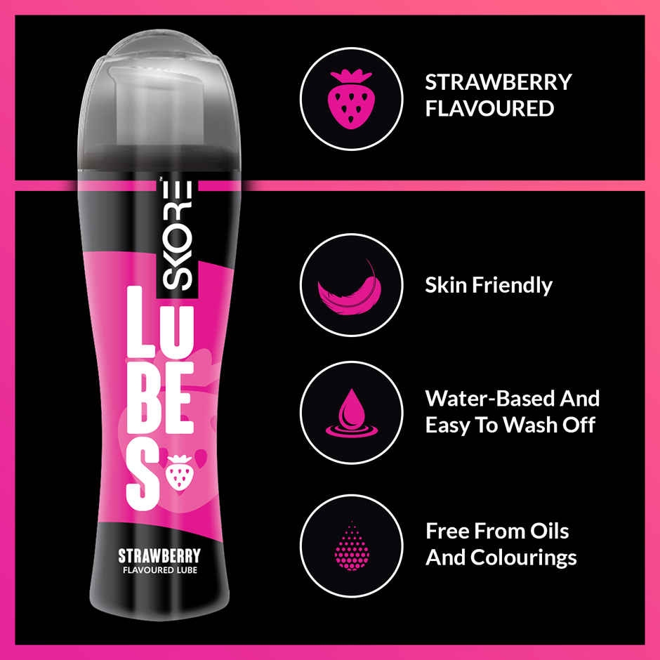 Skore Lubes - Strawberry Flavour (50ml) & Skore Vibrating Rings - Vybes (1pc) Combo