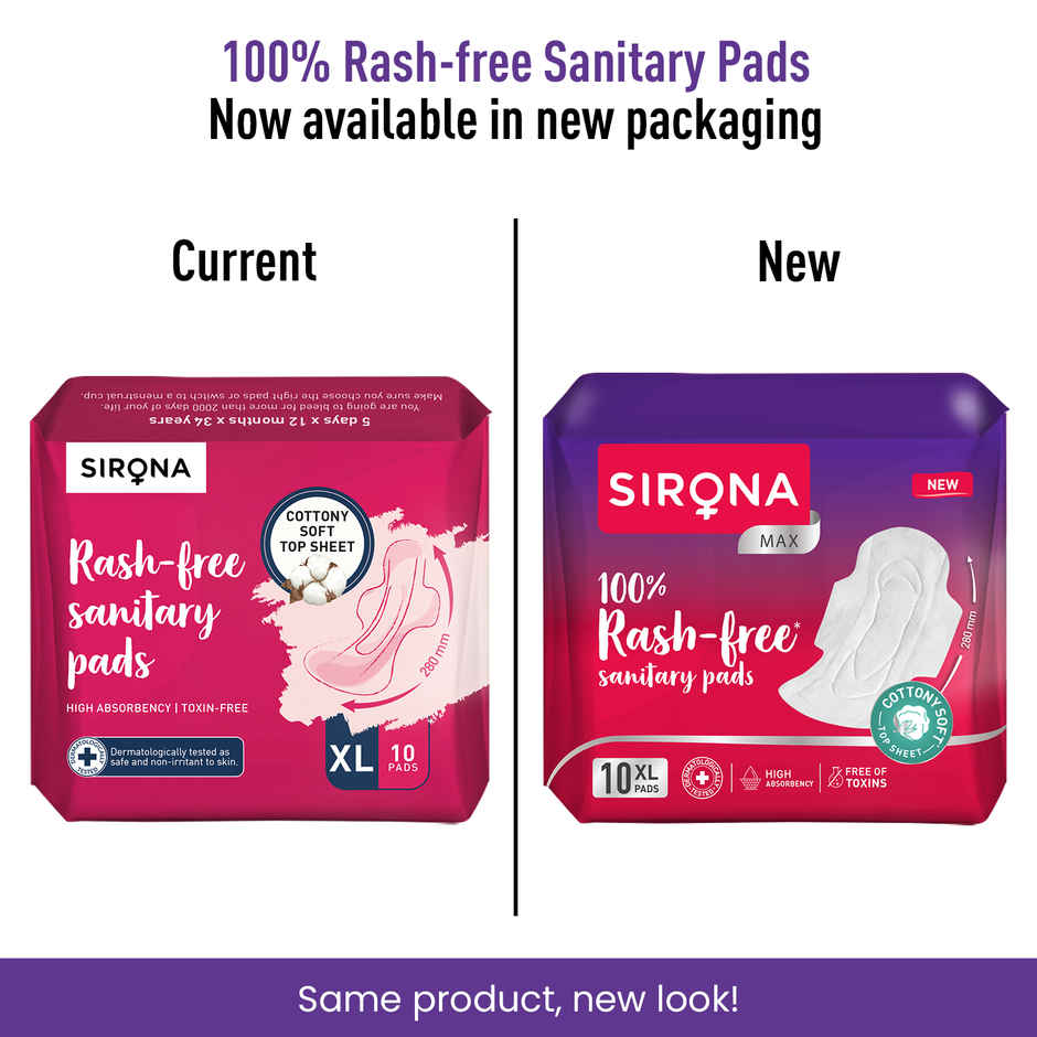 Sirona Rash Free Sanitary Pads | XL | 10 pcs