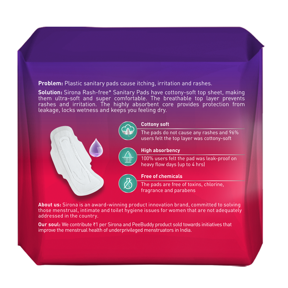 Sirona Rash Free Sanitary Pads | XL | 10 pcs