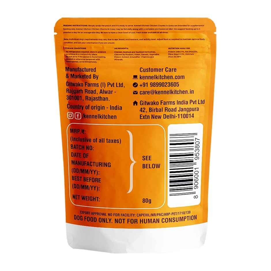 Kennel Kitchen Chicken Chunks In Gravy | Wet Dog Food