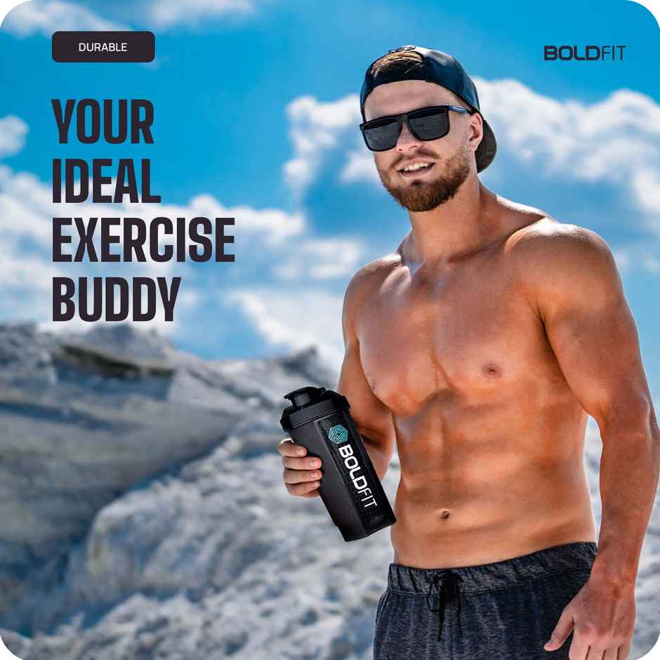 Boldfit Gym Typhoon Shaker Bottle | 700 ml | 100% Leakproof | Black