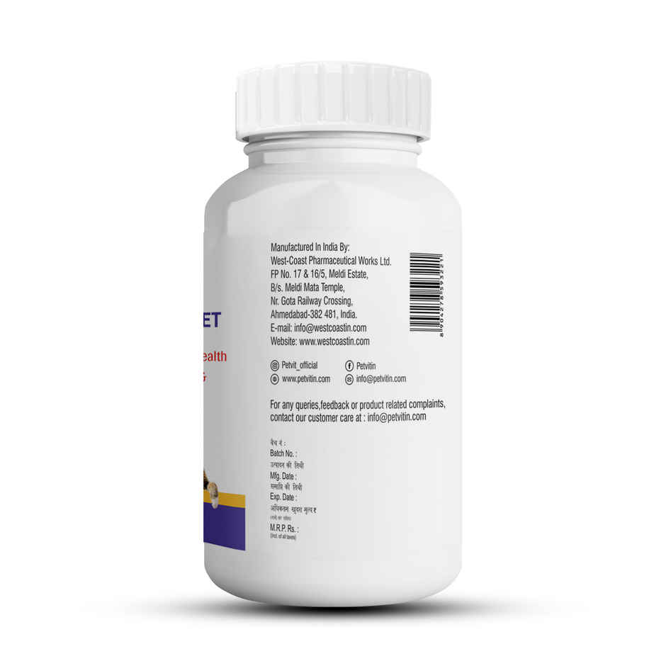 Petvit Calcium Tablet For Dog And Cat For Stronger Bones - 60 Chewable Tablets