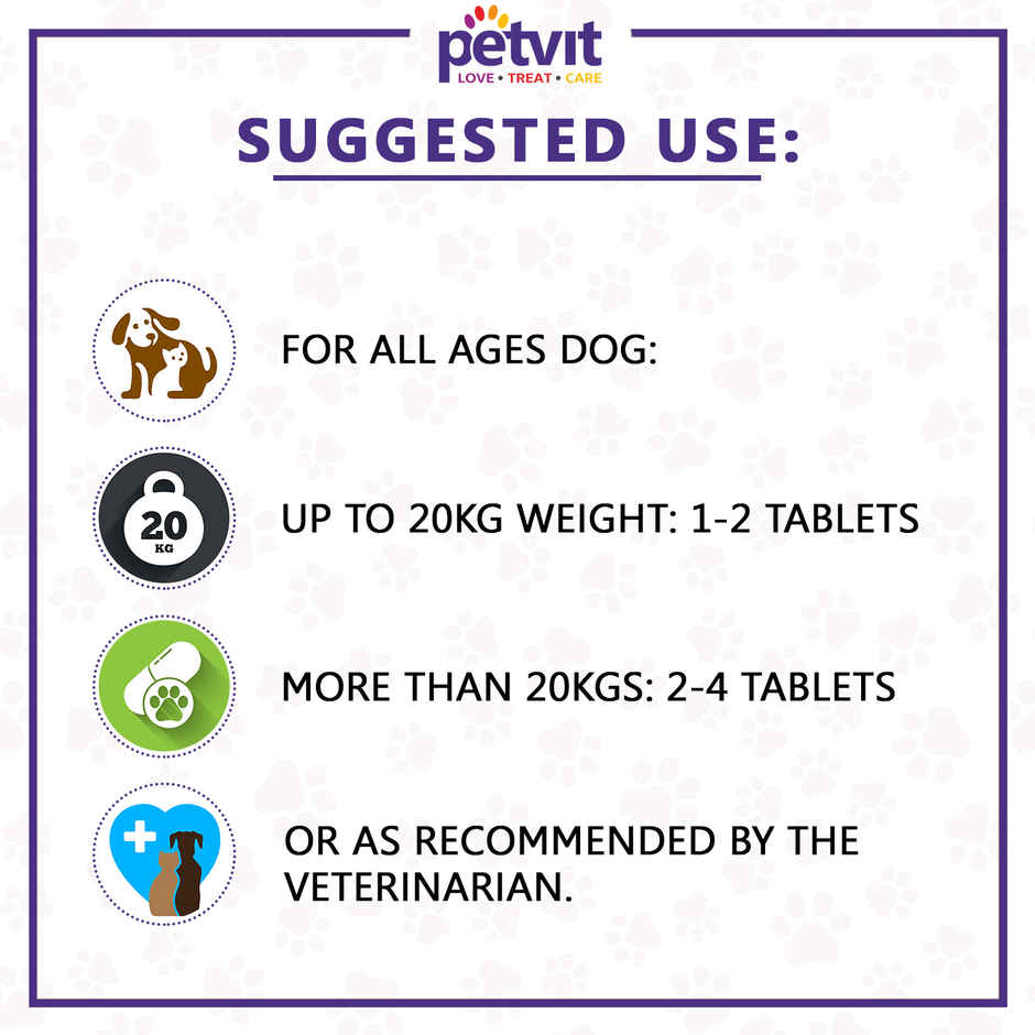Petvit Calcium Tablet For Dog And Cat For Stronger Bones - 60 Chewable Tablets