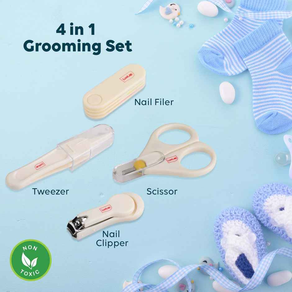 LuvLap Baby 4in1 Nail Grooming Set - Scissor, Clipper, Tweezer & Filer