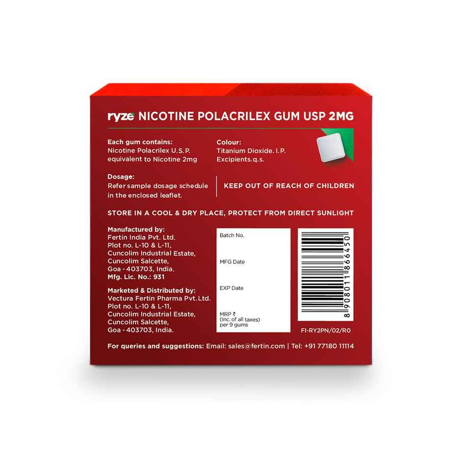 Ryze Royal Paan Nicotine Gums 2MG | 9 Gum Blister