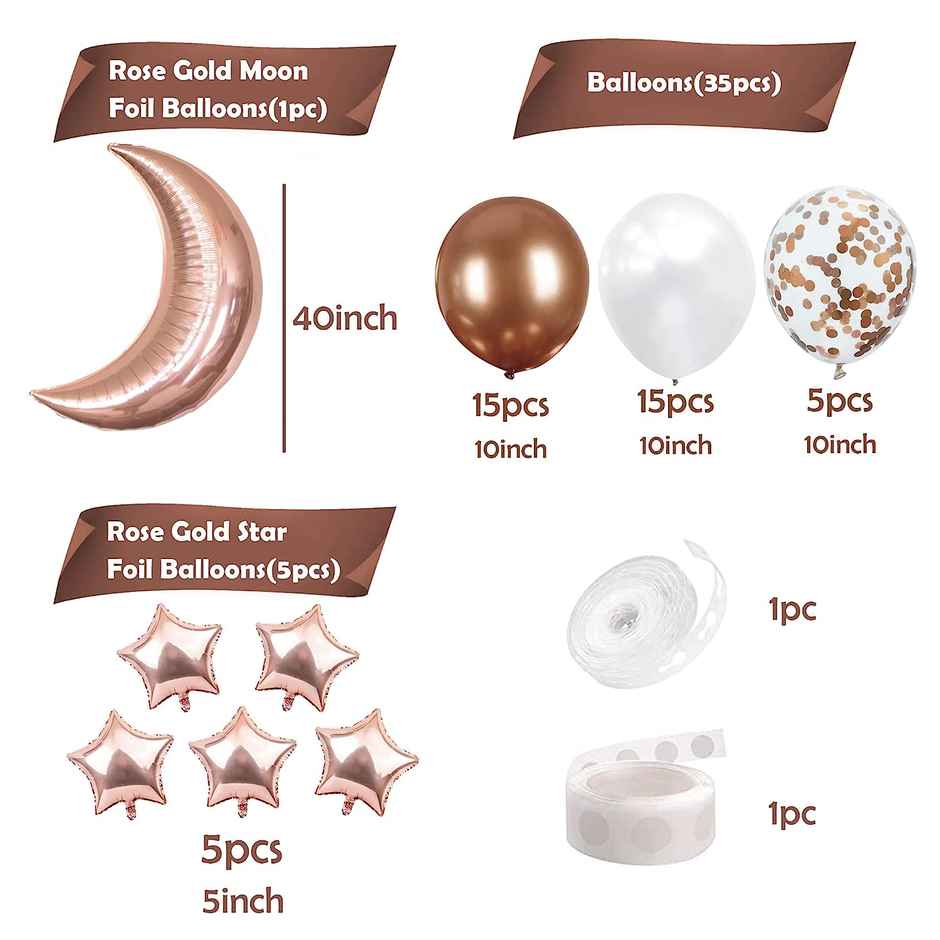 Elegant Party Decoration Combo | Rose Gold & White Foil Metallic Balloons | Party Propz