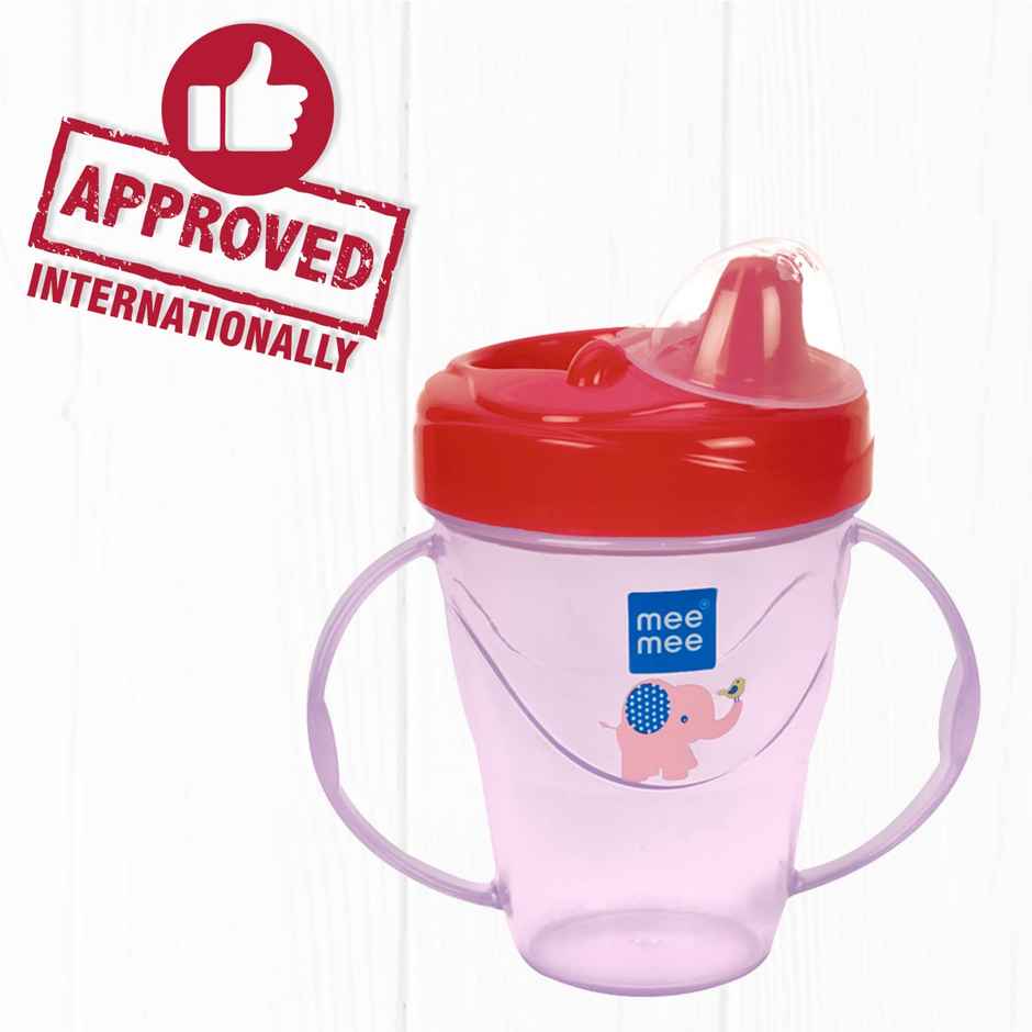 Mee Mee Easy Grip Sipper Cup with Twin Handle Anti Spill Sippy Cup for Baby & Kids (Pink)