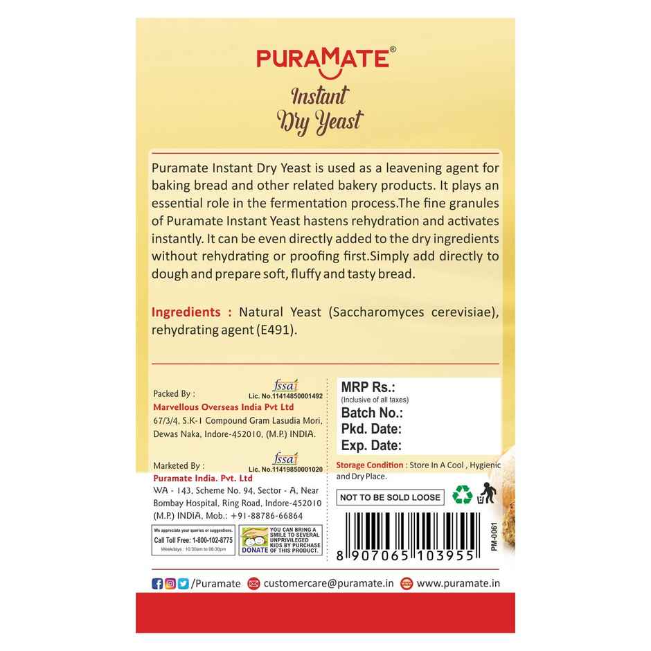 Puramate Instant Dry Yeast | Baking Ingredient