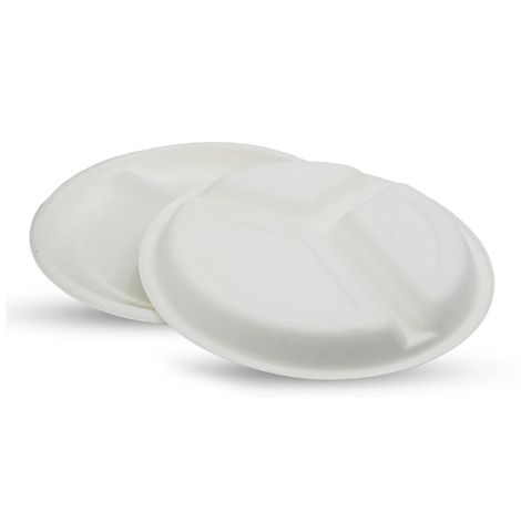 Careswipe 3 Compartment Disposable Plate 10 Inches 15 Pcs