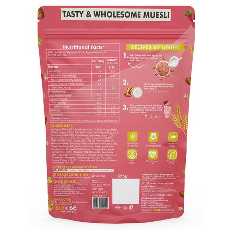 Unifit Strawberry Muesli | Crunchy and Nutritious