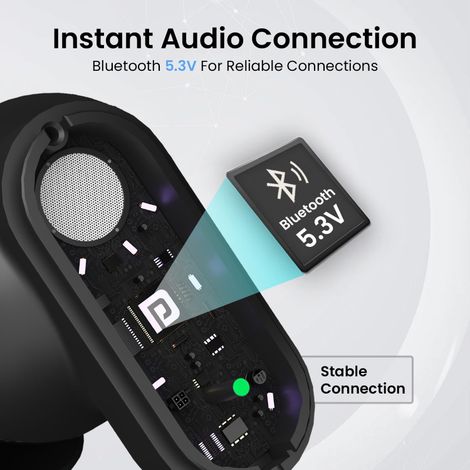 Portronics Harmonics Twins S16 in Ear TWS Wireless Earbuds with 24 Hrs Playtime, Clear Calls, Game & Music Mode, Low Latency, Bluetooth 5.3v, LED Display, Type C Fast Charging - Black
