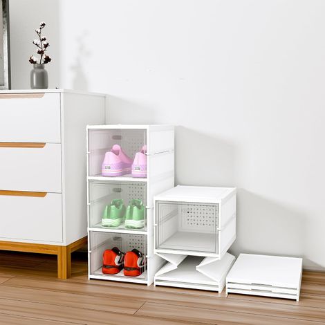 Kuber Industries (3-Layer) Foldable Storage Rack for Shoe | Slippers & Books | White