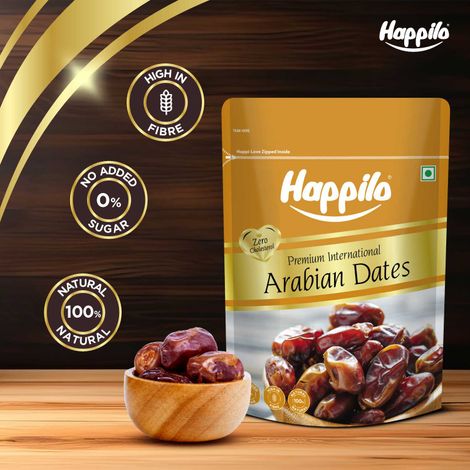 Happilo Arabian Dates|No Added Sugar|Naturally Sweet Khajur|Dry Fruits