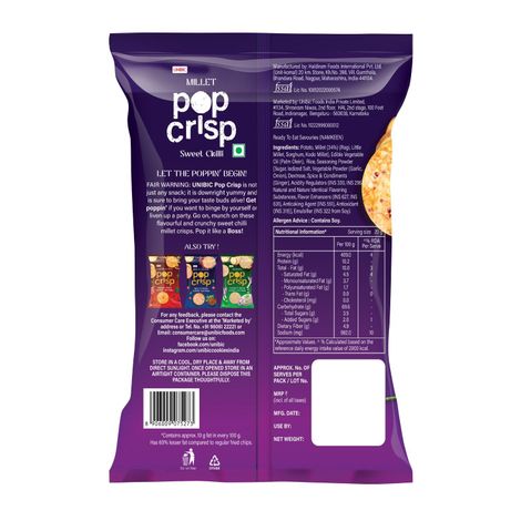 UNIBIC Millet Pop Crisp - Sweet Chilli