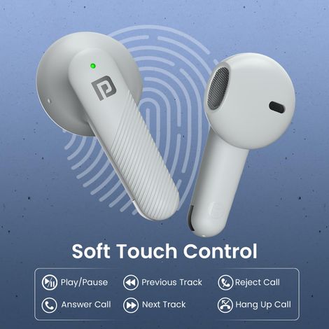 Portronics Harmonics Twins S18 in Ear TWS Earbuds with 30H Playtime, in Built HD Mic, Game/Music Mode, 13mm Dynamic Driver, Low Latency, Touch Control, Type C Fast Charging, Light Weight(White)