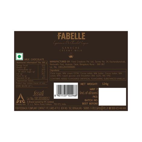 Fabelle Ganache Creamy Milk- 20 Smooth Handcrafted Chocolate Cubes