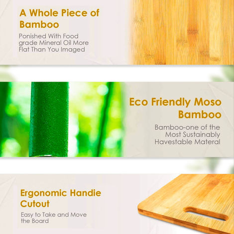 Bulfyss Large Natural Bamboo Wood Chopping Cutting Board for Kitchen Vegetables