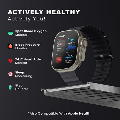 Hammer Active 2.0 Plus 2.1 Inch Display Smart Watch With Gesture Control| Bluetooth Calling (Black)