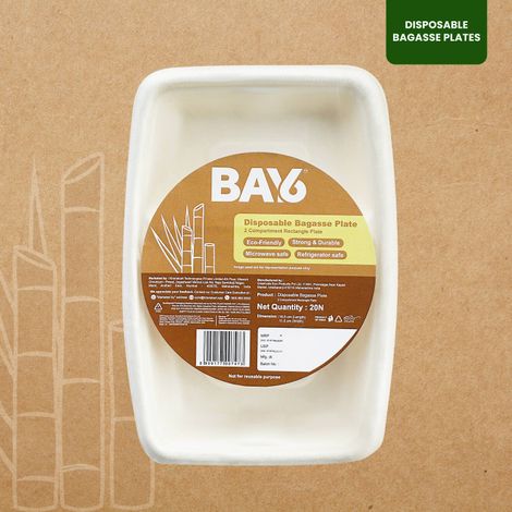 BAY6 Rectangle Snack Plate 2 Compartment - 17 cm