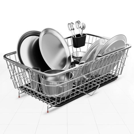 Lifelong Kitchen Organizer Stainless Steel Drying Rack Utensil Drainer Basket Sink Bartan Stand