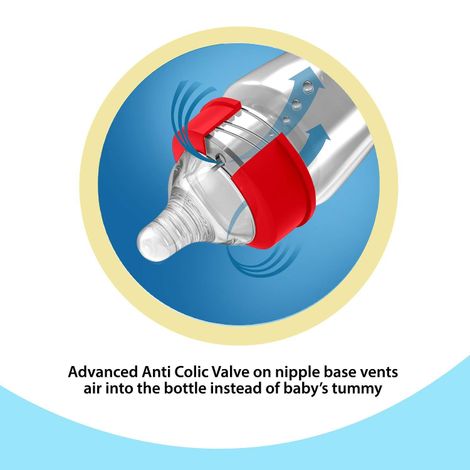 LuvLap Wide Neck Bottle with Anti-Colic Flexible Nipple, Fast Flow, Upto 3 Years, BPA Free