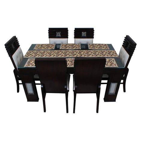 Dream Care PVC Printed Table Mat with Table Runner for Dining Table 6 Seater