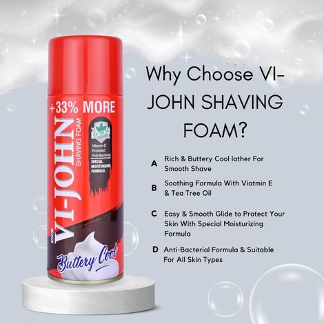 VI-JOHN Special Moisturizing formula Shaving Foam with Vitamin & Anti-Bacterial Properties 400g