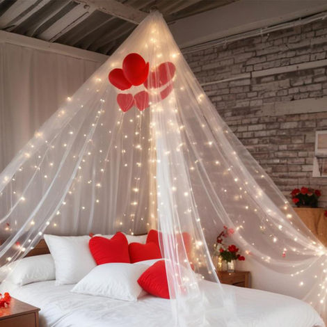 Party Propz Navratri/Festive/ Party Decoration Combo (2 pcs Net Curtains, 1 pc Led Lights, 2 pcs Hanger, 1 pc Ribbon)