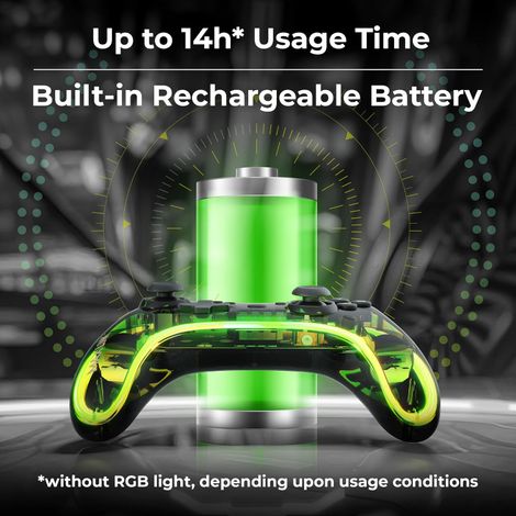 Zebronics Max Link Wireless Gamepad, Dual Motors Haptic Feedback, Built-In Rechargeable Battery