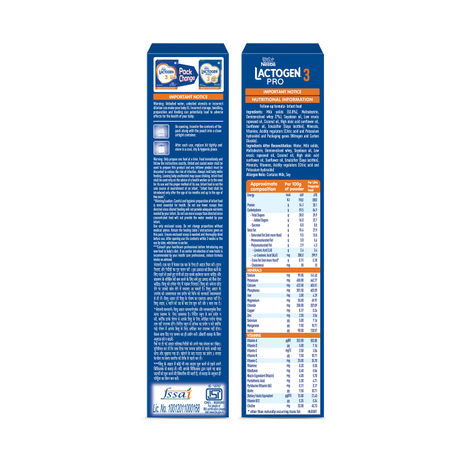 Nestle Lactogen Pro 3 Powder | Follow-Up Formula With Iron | After 12 Months Up To 18 Months