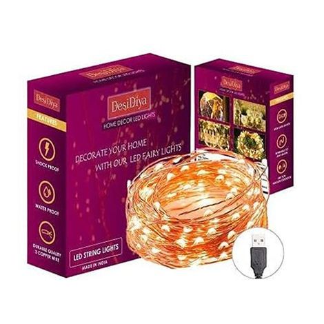DesiDiya Round LED String Lights - Yellow | Heat Resistant