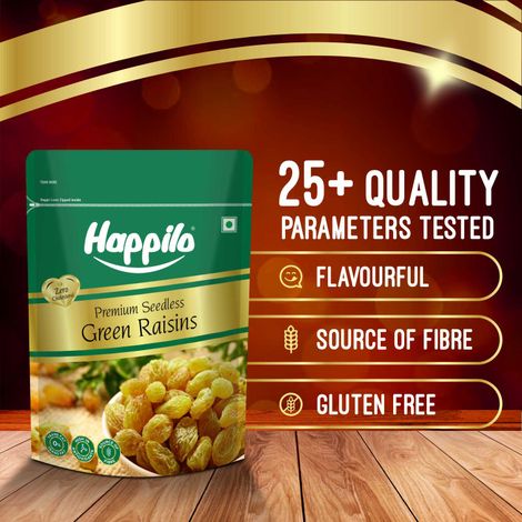 Happilo Premium Seedless Green Raisin (Kishmish)|Dry Fruits