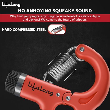 Lifelong Adjustable Hand Grip Strengthener Resistance Hand Gripper for Gym (Red & Black, LLFAHG01)