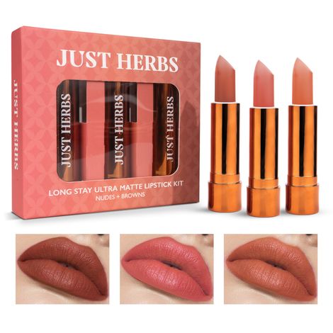 Just Herbs Long Stay Ultra Matte Liptick Lipstick - Nudes & Brown
