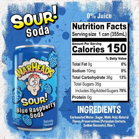 Warheads Sour Blue Raspberry Soda