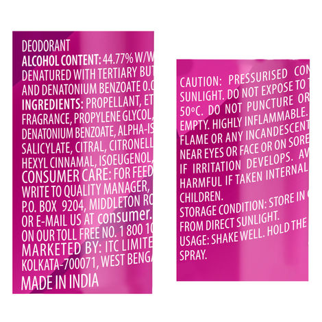 Engage Floral Zest Deodorant for Women, Citrus & Floral, Skin Friendly