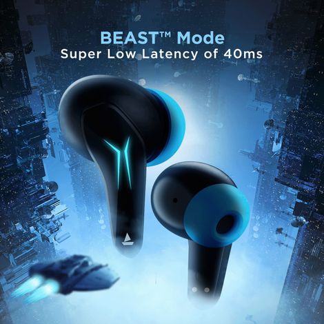 boAt Immortal 121 TWS Earbuds for Gaming w/ 40H Playtime, BEAST Mode & RGB LEDs (Black Sabre)