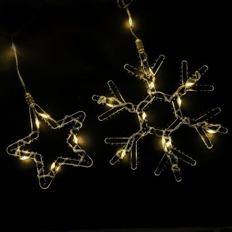 Lexton Decorative Curtain SMD LED Light | 5 Star & 5 Snowflake|8 Flickering Mode Pack-1 WarmWhite