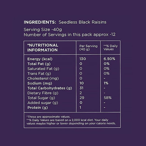 Open Secret Premium Black Raisins (Kishmish) - Rich in Fibre,Healthy Snacking