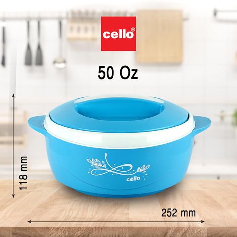 Cello Sapphire Insulated Inner Steel Casserole for Roti, 1500ml, Blue