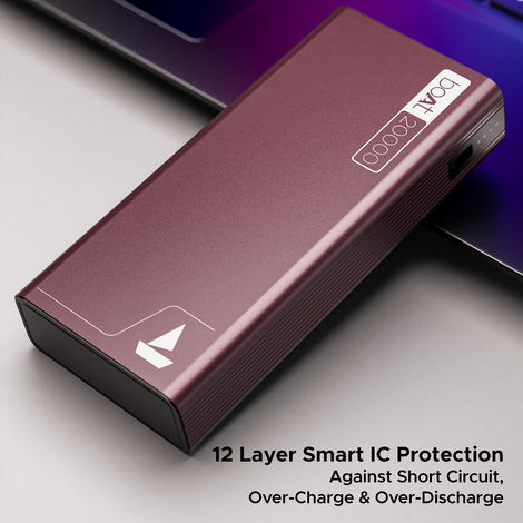 boAt 20000 mAh Power Bank w/ 2-Way 22.5W Fast Charging & Smart Power Management - PB400 (Burgundy)